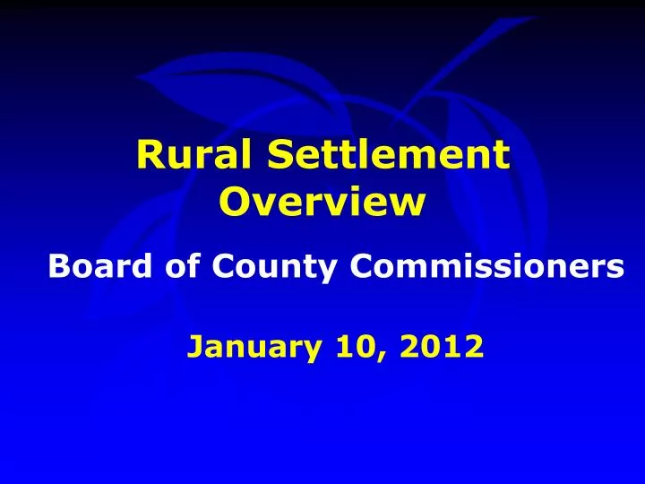 rural settlement overview
