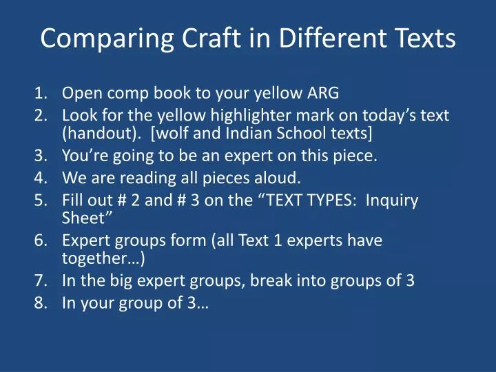 comparing craft in different texts