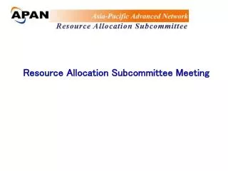 Resource Allocation Subcommittee Meeting