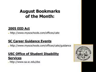 August Bookmarks of the Month: 2005 EED Act myscschools/offices/cate