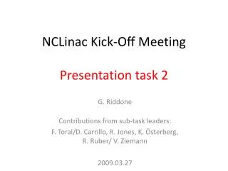 NCLinac Kick-Off Meeting Presentation task 2