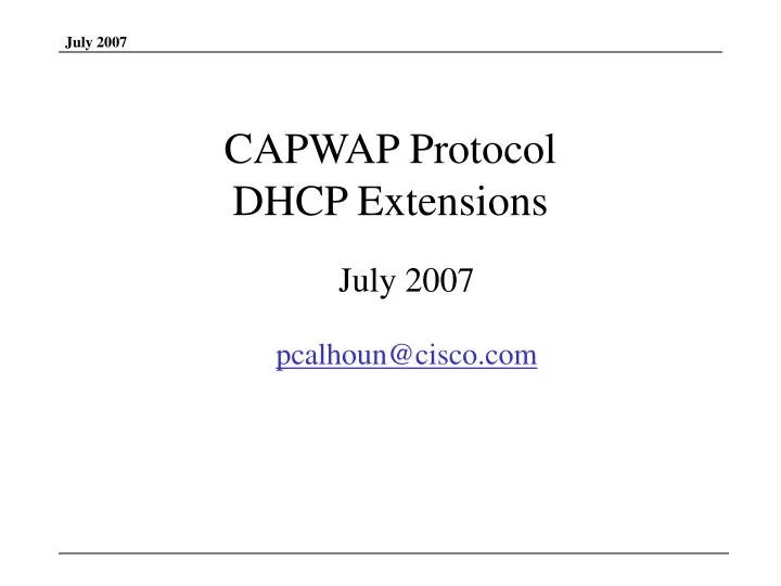capwap protocol dhcp extensions
