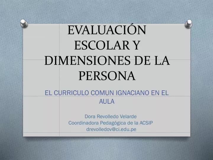 evaluaci n escolar y dimensiones de la persona