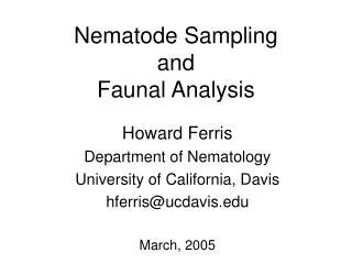 Nematode Sampling and Faunal Analysis