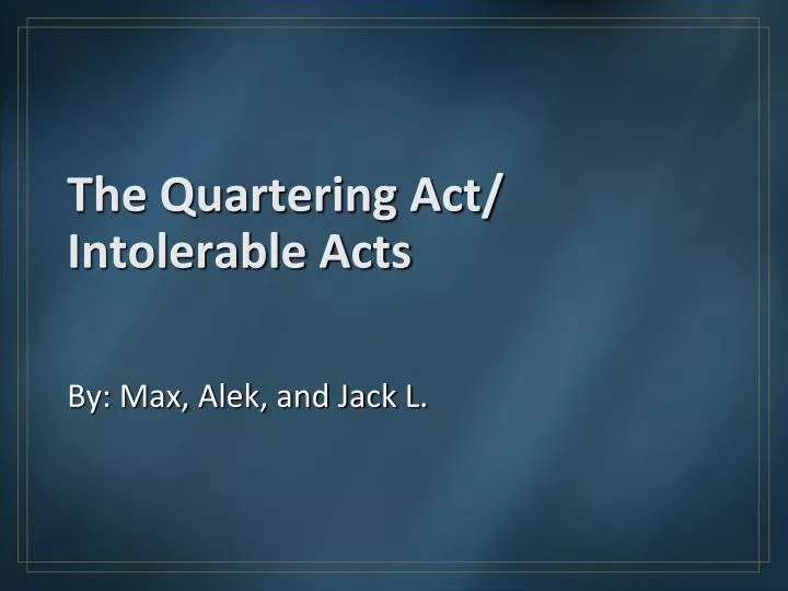 the quartering act intolerable acts