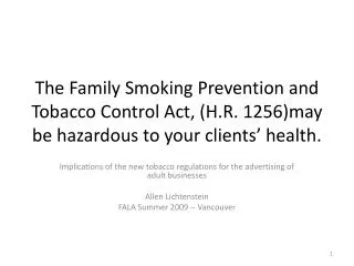 Implications of the new tobacco regulations for the advertising of adult businesses