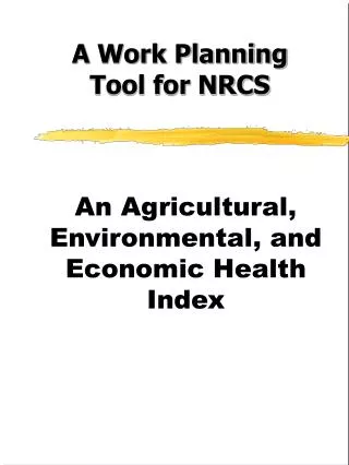 An Agricultural, Environmental, and Economic Health Index