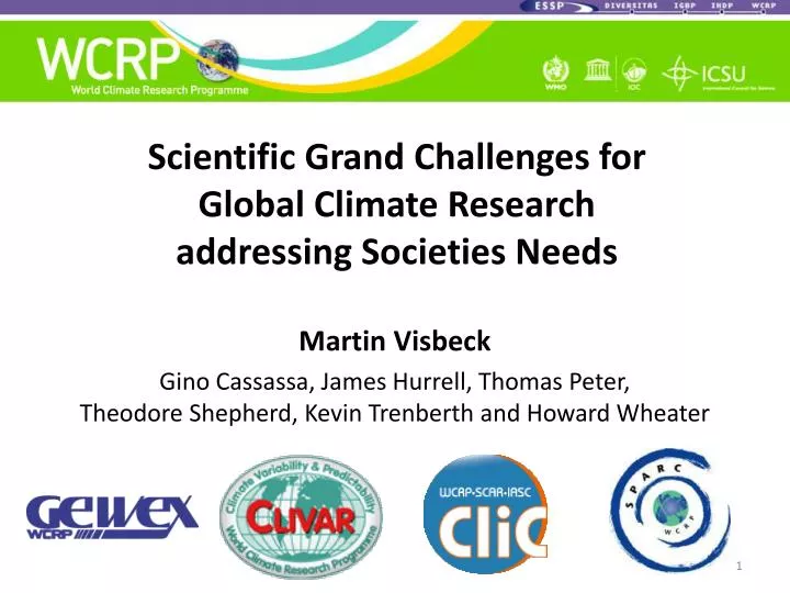scientific grand challenges for global climate research addressing societies needs