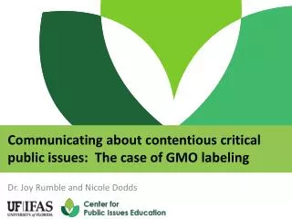 Communicating about contentious critical public issues: The case of GMO labeling