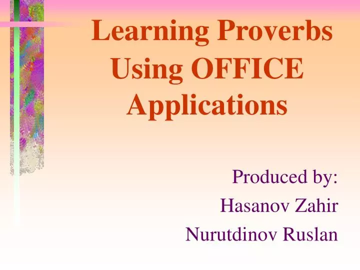l earning proverbs using office applications