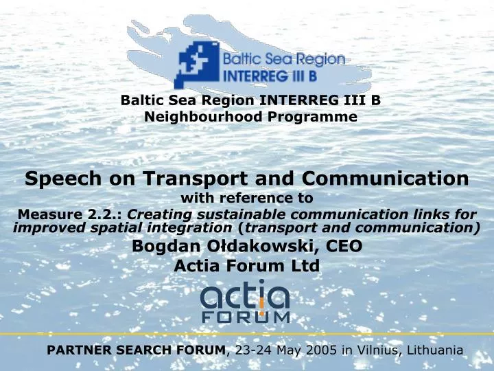 baltic sea region interreg iii b neighbourhood programme