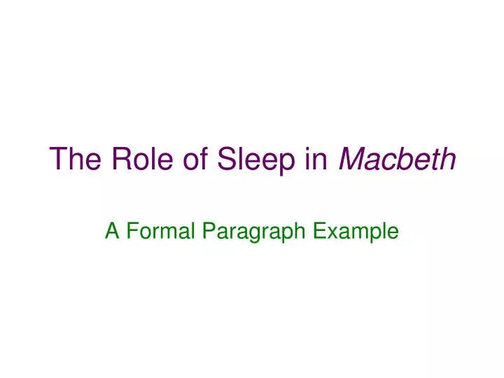 the role of sleep in macbeth