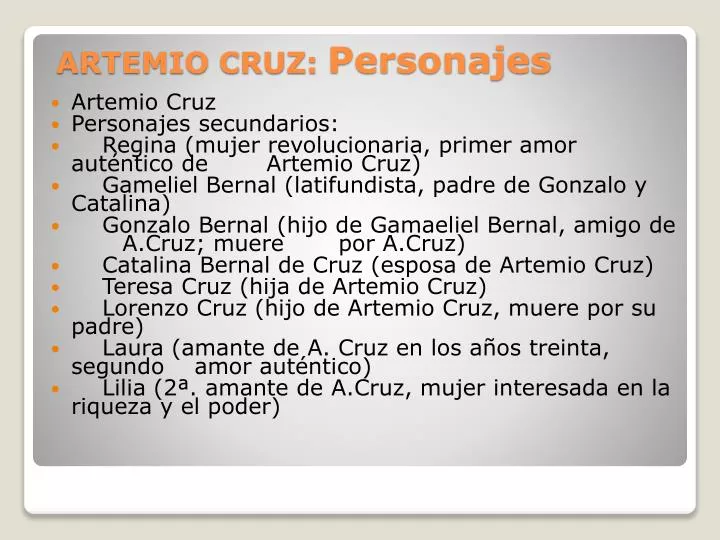 artemio cruz personajes