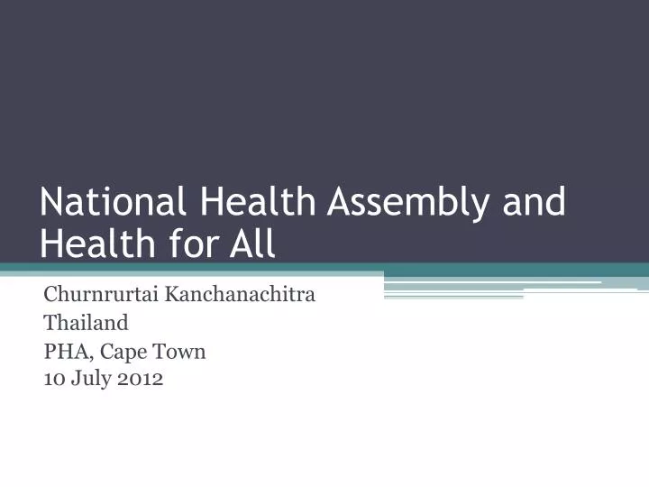 national health assembly and health for all