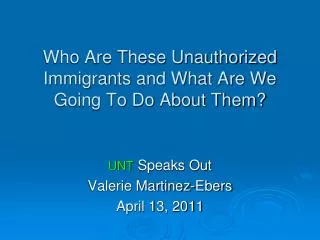 Who Are These Unauthorized Immigrants and What Are We Going To Do About Them?