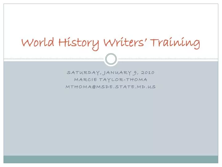 world history writers training