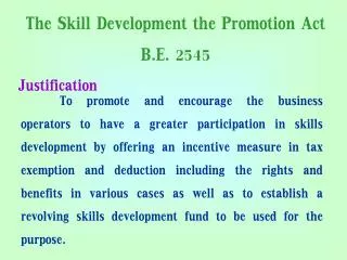 The Skill Development the Promotion Act B.E. 2545