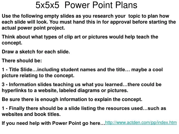 5x5x5 power point plans