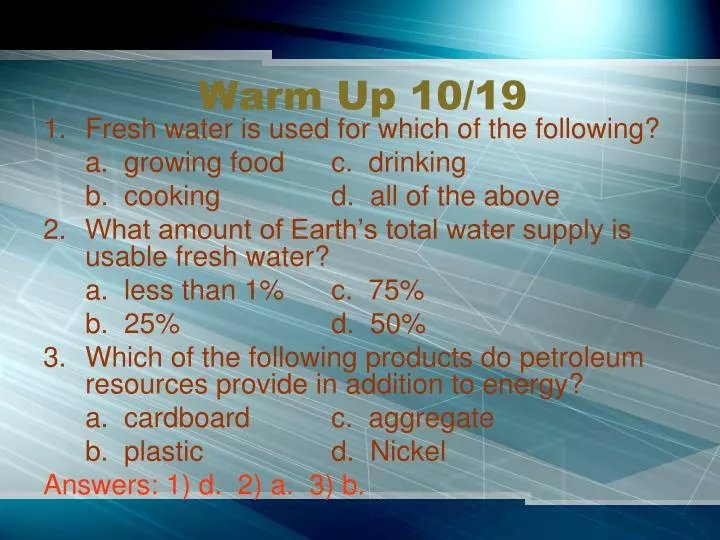 warm up 10 19