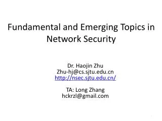 Fundamental and Emerging Topics in Network Security