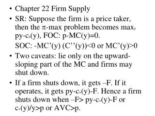 Chapter 22 Firm Supply