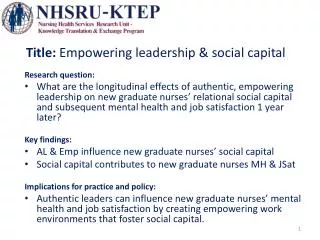 Title: Empowering leadership &amp; social capital
