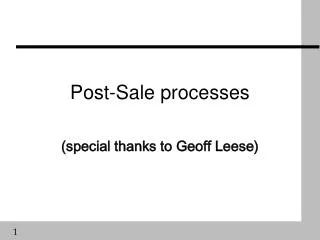 Post-Sale processes