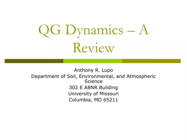 qg dynamics a review