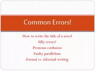 Common Errors!