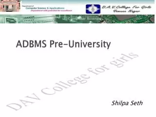 ADBMS Pre-University