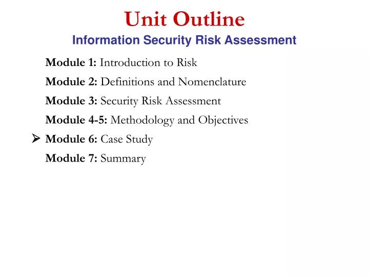 unit outline information security risk assessment