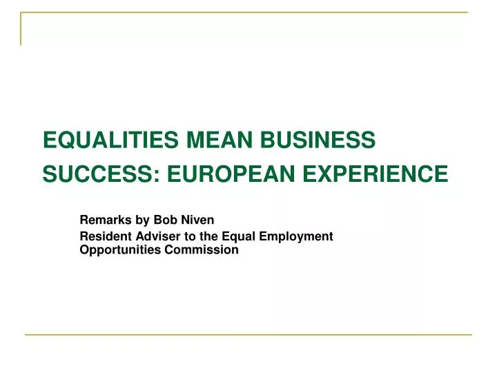 equalities mean business success european experience