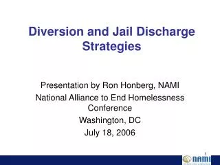 Diversion and Jail Discharge Strategies