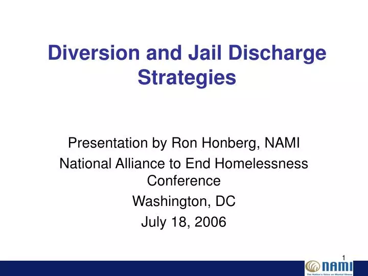 diversion and jail discharge strategies
