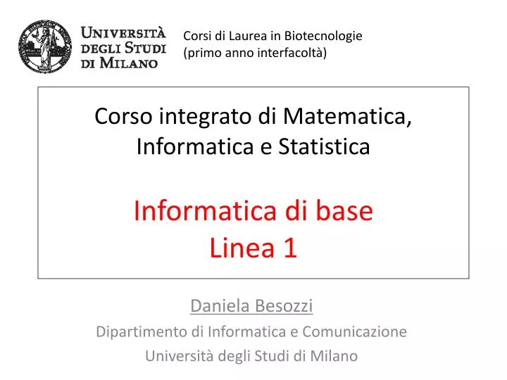 corso integrato di matematica informatica e statistica informatica di base linea 1