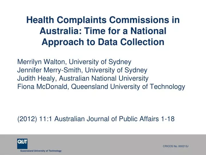 health complaints commissions in australia time for a national approach to data collection