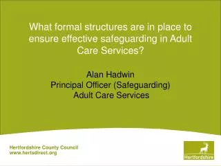 What formal structures are in place to ensure effective safeguarding in Adult Care Services?