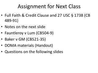 Assignment for Next Class
