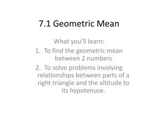 7.1 Geometric Mean