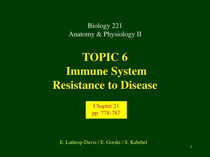 topic 6 immune system resistance to disease