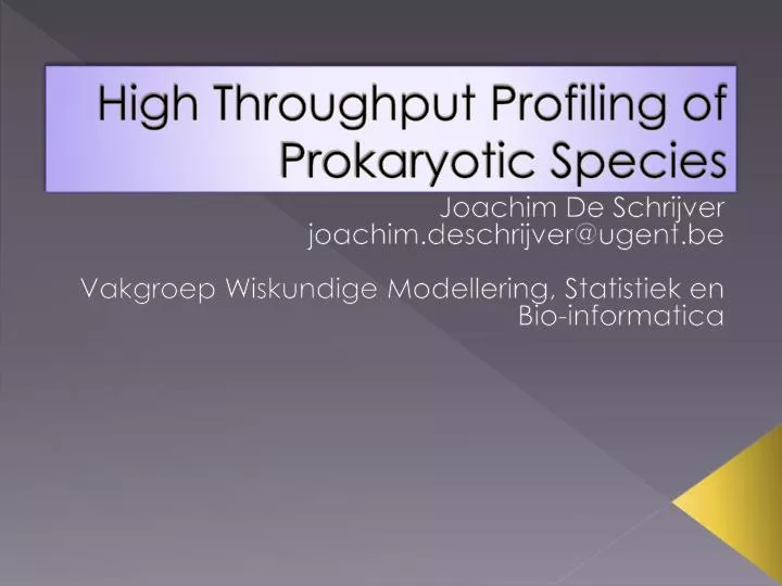 high throughput profiling of prokaryotic species