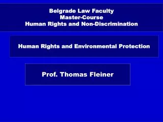 Belgrade Law Faculty Master-Course Human Rights and Non-Discrimination