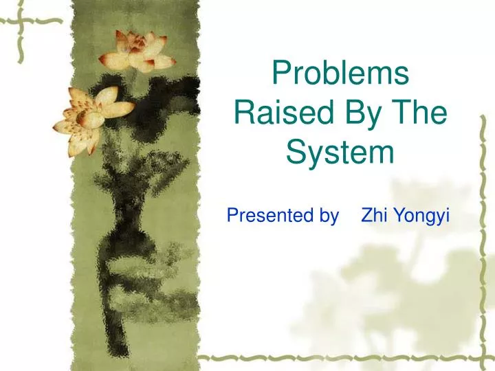 problems raised by the system