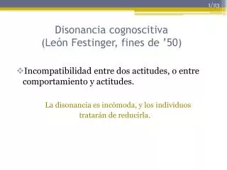 disonancia cognoscitiva le n festinger fines de 50