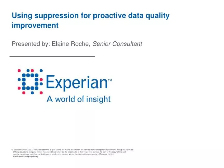 using suppression for proactive data quality improvement