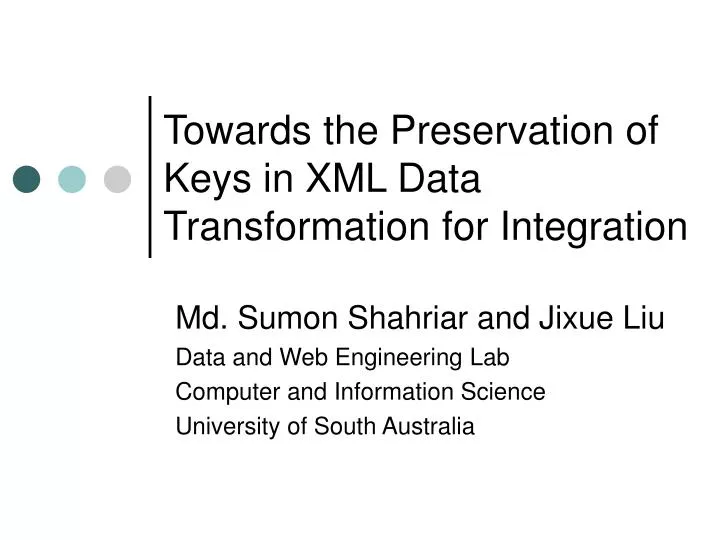 towards the preservation of keys in xml data transformation for integration