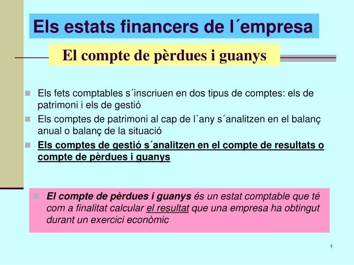 el compte de p rdues i guanys