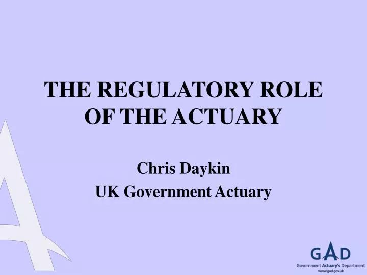 the regulatory role of the actuary