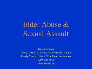 Elder Abuse &amp; Sexual Assault