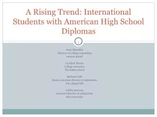 A Rising Trend: International Students with American High School Diplomas